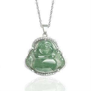 Colgante de Jadeíta Natural de Myanmar con Buda, Plata S925, Joyería para Mujer, Estilo Chino, Regalo con Certificado de Tasación D364 - Product Image 1