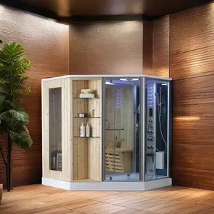 1000x1800 Diamond Tray Finland Solid Wood Japanese Sauna Steam Shower 1 Person for Hotels Cedar 3KW Power Cabine De Sauna Room