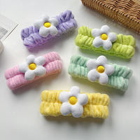 Nouveau Bandeau en peluche large pour femme, avec broderie décorative florale 3D, pour le lavage du visage, le maquillage et le sport