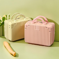 Valise de voyage portable mini 14 pouces à rayures tendance, grande capacité, bagage à main, trousse de maquillage avec fermeture éclair et serrure à code