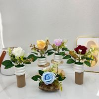 Jinpeng Künstliche Seidenrose im Topf Kleine Tischdekoration für Hochzeit Heim Esstisch Dekor