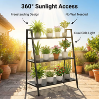 Étagère à plantes en fer galvanisé antirouille à 3 niveaux, résistante aux intempéries, pour jardin extérieur, support pour pot de fleurs, finition noire mate