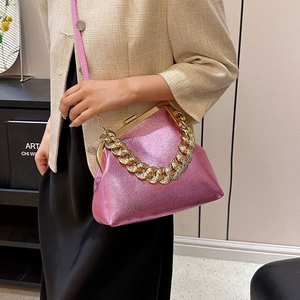 NOUVEAU Sac à bandoulière en PU, forme irrégulière, avec chaîne épaisse et cadre métallique, sac à main de luxe de créateur, <span class=keywords><strong>pochette</strong></span> de soirée - Product Image 5