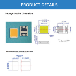BMTC 2835 SMD LED çip 0.5W 60-70LM sıcak beyaz 3V lamba göz koruması ve boyut braketi ile - Product Image 3