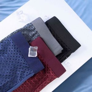 Nouveaux caleçons boxeurs pour homme en maille tricotée de soie glacée, taille mi-haute, respirants, séchage rapide, motif géométrique, polyester élasthanne, pour adulte, été - Product Image 3