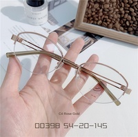 Kacamata Hitam Bingkai Oval Semi-rimless Bergaya Mewah Ringan Fakem, Kacamata Optik Tampilan Sederhana untuk Wanita, Anti Sinar Biru