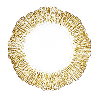 Assiettes de présentation rondes en verre transparent doré de haute qualité pour mariages, fêtes et banquets – Fabricant