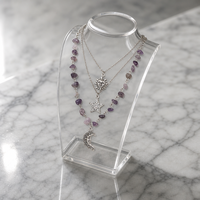 Nouveau collier superposé avec pendentif lune en pierres irrégulières pour femme, style vacances, collier de perles