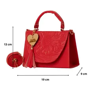 Borsa a Tracolla Rossa Lupe Fana da Donna, Manico Singolo, Impermeabile, Decorazione Ricamata, per Uso Quotidiano - Product Image 4