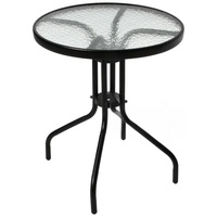 Table de jardin ronde AJUNION, structure en acier, plateau en verre trempé, table à manger d'extérieur, table basse pour patio, cour