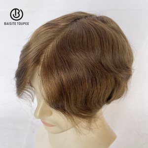Virgin Human Hair Systems #5 Unidad de <span class=keywords><strong>color</strong></span> marrón claro 8x10 Super Toupee <span class=keywords><strong>para</strong></span> hombres blancos - Product Image 2