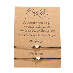 Amor di san valentino Regalo di Giorno In Lega di Amore Regolabile Con Coulisse Retro Corda della Cera Coppia Braccialetto di Carta Set - Product Image 2