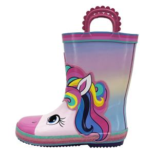 Bottes de pluie imperméables pour filles en bas âge |   Bottes pour enfants en caoutchouc naturel antidérapant pour <span class=keywords><strong>les</strong></span> jeux en plein air et <span class=keywords><strong>les</strong></span> flacons d'eau, bottes Wellington pour enfants OEM/ODM - Product Image 2