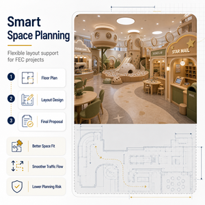 Equipo de juegos infantiles comerciales para interiores, casa de juegos con diseño de estación de bomberos, zona de juego de rol con mercado y <span class=keywords><strong>gasolinera</strong></span> para niños en FEC. - Product Image 4
