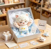Peluche personnalisée en coton doux avec oreilles de chat et personnage humain pour cadeau promotionnel