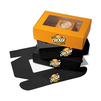 Boîte à poulet frit personnalisée avec logo imprimé, porte-gobelet à sauce, fenêtre transparente, emballage à emporter pour restaurant, boîte en papier