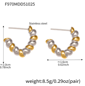 Einfache und trend ige galvani sierte Edelstahl-Ohr stecker aus 18 Karat Gold mit Gewinde und Gewinde - Product Image 6
