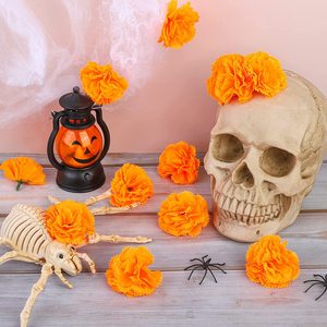 Hoa Cúc Vạn Thọ Nhân Tạo Bằng Lụa Giá Rẻ Với Số Lượng Lớn Cho Trang Trí Đám Cưới Halloween Ấn Độ - Product Image 3
