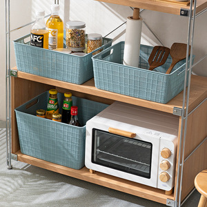 Plastic <b>Storage</b> <b>Baskets</b> Rectangle With Handles For Desktop Kitchen Bathroom Organizing Snacks <b>Toys</b> Cosmetics - Product Image 3