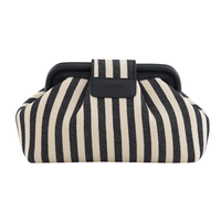 Sac à main bandoulière en lin rayé avec fermoir Kiss Lock, personnalisable avec logo, pour femme, idéal pour les fêtes, mariages et usage quotidien, fabrication ODM/OEM