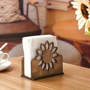 Support à serviettes en bois massif, design minimaliste moderne, transfrontalier, en forme de tournesol vertical, pour restaurant - Product Image 5