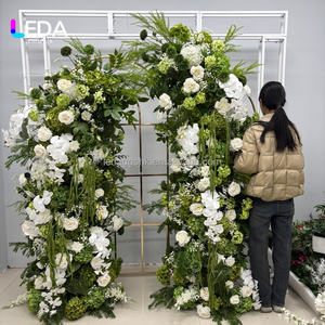 LEDA Fournitures de mariage Décoration de mariage Arche ouverte en soie avec fleurs artificielles et verdure pour toile de fond de mariage et décoration d'événements - Product Image 1