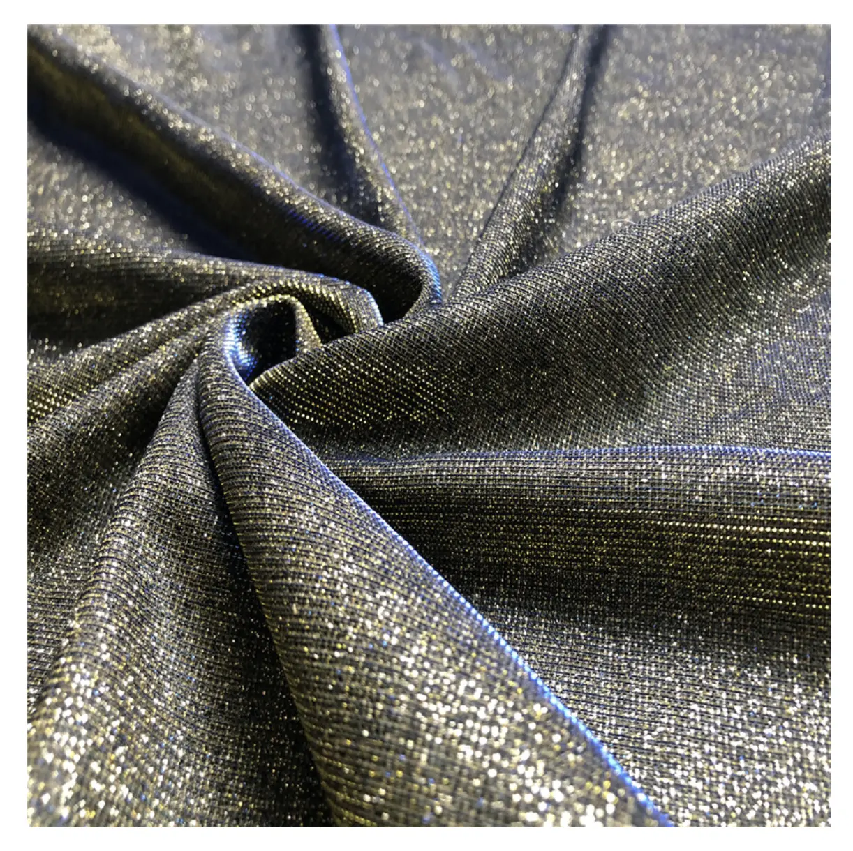 Glitter metalik kumaş malzeme tedarikçisi glitter giyim ile giysi tekstil için knitted örme pembe sim lureks kumaş