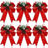 Nouveaux Nœuds de Noël en Tissu à Aiguilles de Pin, Vente Directe Usine, Étiquette Privée, Dropshipping, Décorations de Noël Multi-styles