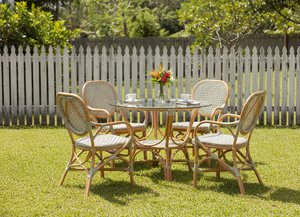 Stylish Compact Rattan Wicker Jamaica <b>Bistro</b> <b>Dining</b> <b>Set</b> Antique Asian Design for Comfortable Villa Home Apartment Hotel Spaces - Product Image 3