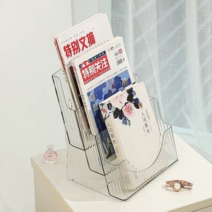 ชั้นวางหนังสืออะคริลิคแบบตั้งโต๊ะ โปร่งใส 3 ชั้น สำหรับจัดเก็บนิตยสารและหนังสือ ชั้นวางโชว์ในห้องอ่านหนังสือ - Product Image 3
