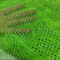 Tissu de maille élastique à gros trous avec strass en cristal, tissu en Spandex pour robe de dames