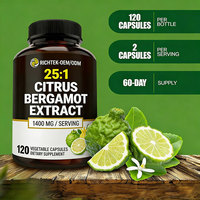 Compléments alimentaires à base de plantes OEM, capsules de citron bergamote, 50% de polyphénols, extrait de citron bergamote