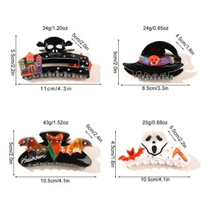 Pinzas de Pelo Acrílicas con Diseño de Calavera y Tiburón Fantasma para Halloween, Accesorios de Pelo Espeluznantes para Mujeres y Niñas - Product Image 2