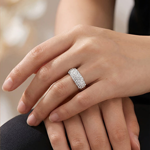 Anillo de Cóctel Glam para Mujer, Chapado en Plata 925, con Circonita Cúbica Creada en Laboratorio, Micro Pavé, Piedras Redondas, Joyería de Compromiso - Product Image 2