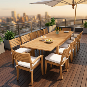 <b>Outdoor</b> <b>Dining</b> <b>Table</b> Patio Garden Balcony Teak <b>Extendable</b> <b>Table</b> Set Modern Home Use Furniture - Product Image 3
