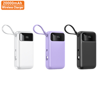 Vina nueva alta capacidad de carga rápida 22,5 W Mini banco de energía de carga inalámbrica magnética 20000mAh gran potencia con cable para iPhone