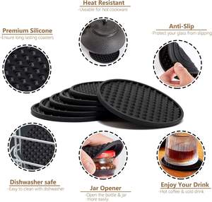 Sous-verres ronds en silicone de qualité alimentaire 2026, résistants à la chaleur, épaisseur 5 mm, tapis de protection pour tasses à café et plans de travail - Product Image 3