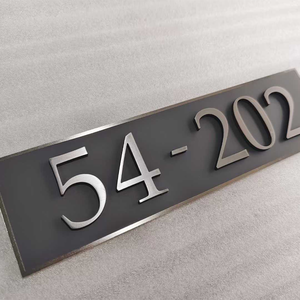 <span class=keywords><strong>Plaque</strong></span> de porte personnalisée en acier inoxydable brossé, étanche IP65, pour montage mural extérieur, numéro de <span class=keywords><strong>maison</strong></span> pour hôtel, <span class=keywords><strong>maison</strong></span> et centre commercial - Product Image 2