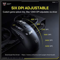 Souris d'ordinateur, fabrication directe, ONIKUMA DM05, rechargeable, optique, noire, 500 mAh, longue durée de vie de la batterie, design confortable