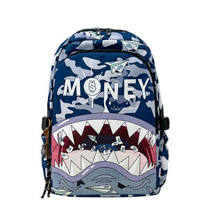 Nouveau Sac à Dos Scolaire Léger et Coloré avec Fermeture Éclair, Motif Requin Imprimé, Grande Capacité, Personnalisé, Dessin Animé Tendance, Double Bretelle - Product Image 2