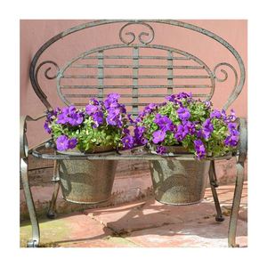 Outdoor Indoor Folding Metal flower pot stand <span class=keywords><strong>2</strong></span> Pot antique color Metal Garden plant Pot holder - Product Image 2