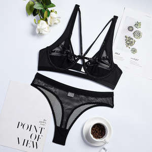 JN qsfs JN qsfs ชุดชั้นในเซ็กซี่สีดำสำหรับผู้หญิงชุดชั้นในตาข่ายชุด2ชิ้นชุดชั้นในเซ็กซี่ของผู้หญิง - Product Image 6