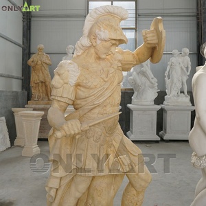 Escultura de Guerrero Masculino de Tamaño Real en Piedra Natural Crema Antigua para Jardín, Estatua de Soldado Romano en Mármol - Product Image 6