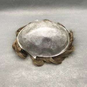 Prothèse capillaire complète en PU pour <span class=keywords><strong>homme</strong></span>, en cuir pleine fleur, demi-boucle, 0.08 0.06, PU transparent, entièrement tissée à la main - Product Image 1