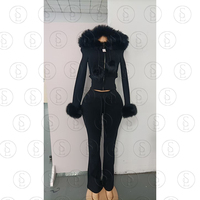 Survêtements personnalisés avec logo 2026, sweat à capuche pour femme avec fourrure, vêtements pour femme, ensemble 2 pièces, survêtements, vêtements de détente, ensembles de jogging pour femme