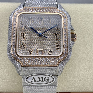 Montre de luxe personnalisée en or 18 carats avec diamants carrés et moissanite pour homme, fabriquée en usine OEM - Product Image 5