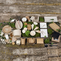Emballage de frites écologiques jetables, rond à emporter, en papier Kraft, biodégradables, pour salade, restauration rapide, avec couvercle, 50 pièces