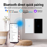 SIXWGH 120 Interrupteur mural tactile intelligent Tuya WiFi 4 gangs robuste avec contrôle vocal via l'application Tuya et panneau en verre trempé pour Alexa Google Home
