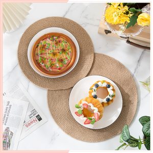 Mantel Individual Redondo de Yute Tejido Natural, Mantel Individual para Mesa de Comedor, Resistente al Calor, Decoración de Mesa para <span class=keywords><strong>Restaurante</strong></span> y Hogar - Product Image 6