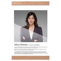 Cadre photo pour profil d'enseignant, format A4, bord en bois, magnétique, sans perçage, fixation murale, pour écoles, coach, affichage d'image
